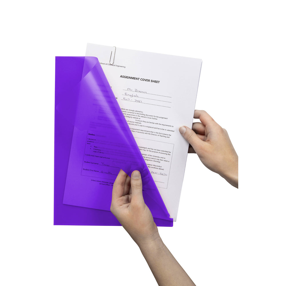 25PK Marbig PP Ultra Letter File A4 Document Folder - Purple
