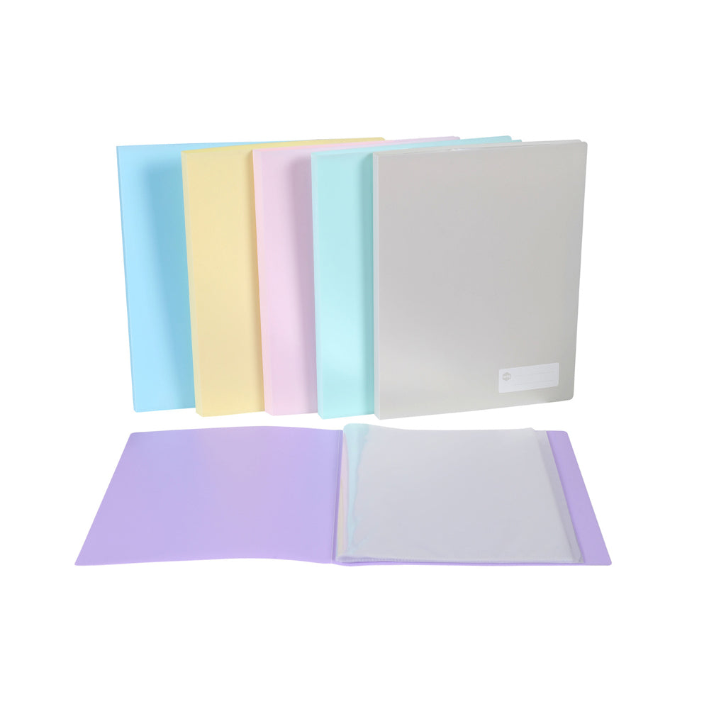 6PK Marbig 20-Pocket A4 Non-Refillable Display Book - Pastel Assorted