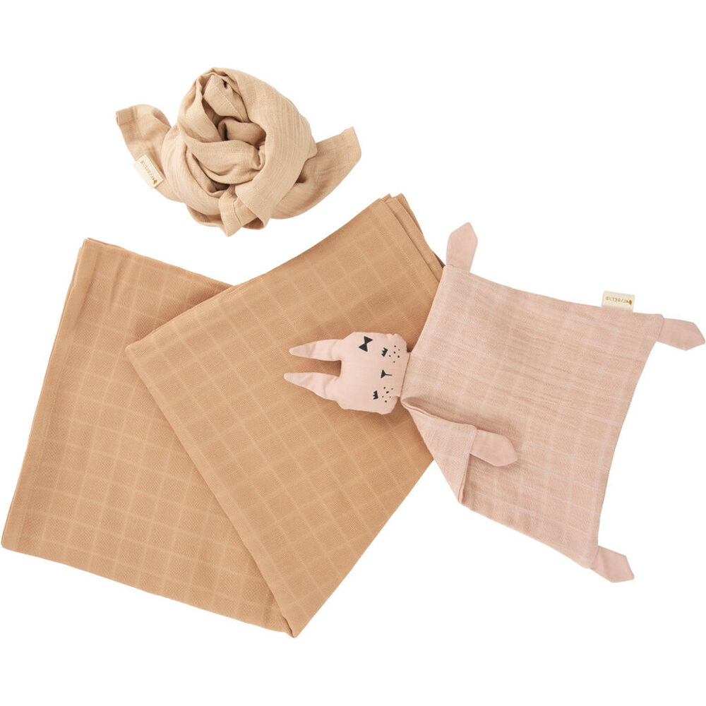 Fabelab 100% Cotton Newborn Baby Swaddle Muslin Gift Box Dusty Rose Mix