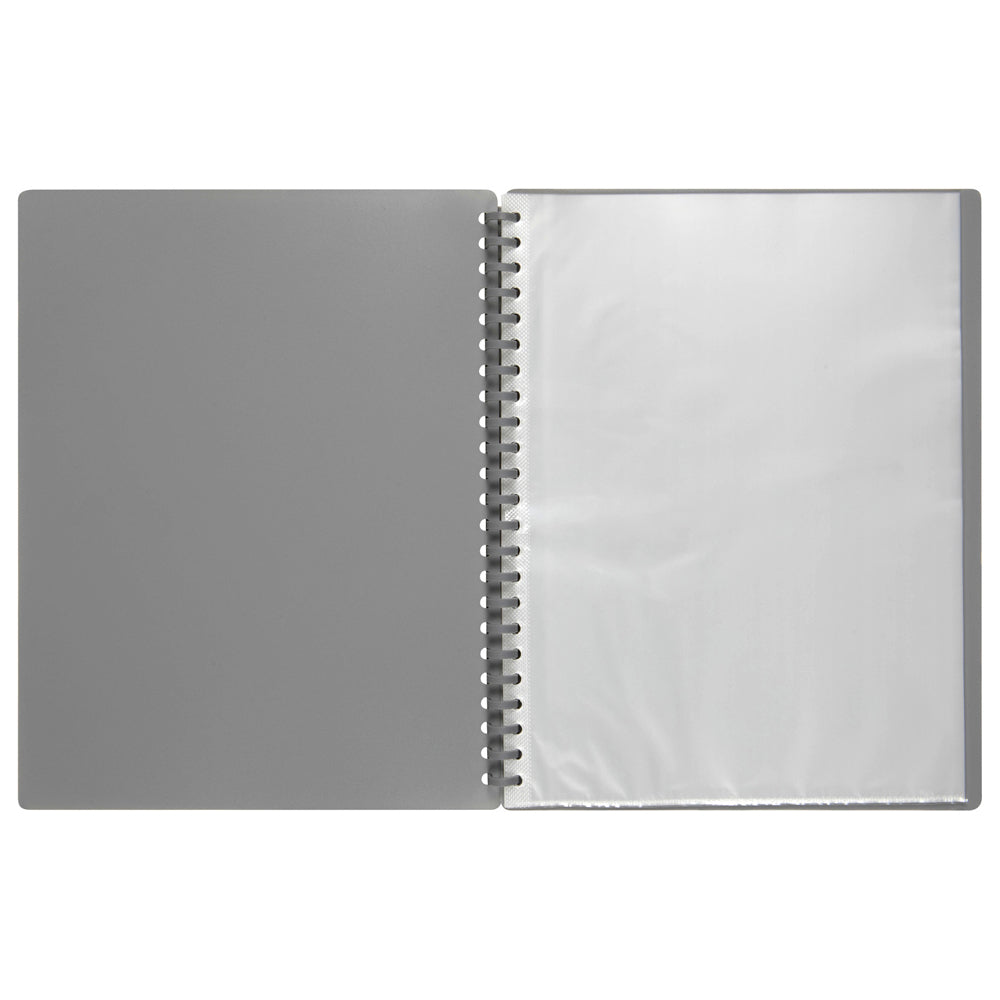 6PK Marbig 20-Pocket A4 Refillable Document Display Book - Grey