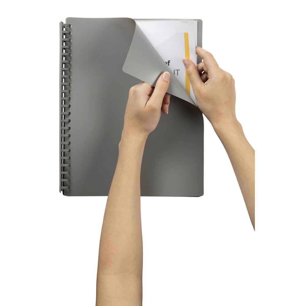 6PK Marbig 20-Pocket A4 Refillable Document Display Book - Grey