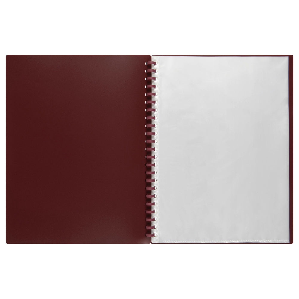 6PK Marbig 20-Pocket A4 Refillable Document Display Book - Maroon
