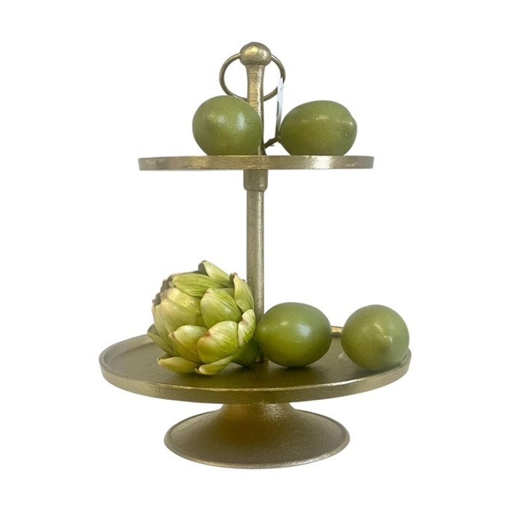 SS Collective Two Tier Textured Gold Cake/Dessert High Tea Stand