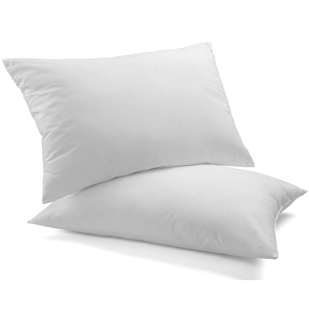 4x 2pc Royal Comfort Duck Feather & Down Cotton Bedding Pillow 50x75cm - White