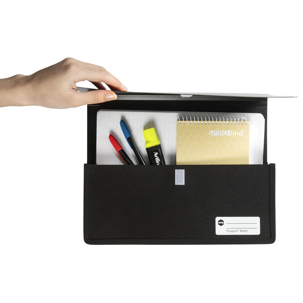 3PK Marbig Wallet A4 Heavy Duty Polypick Document Sleeve Black
