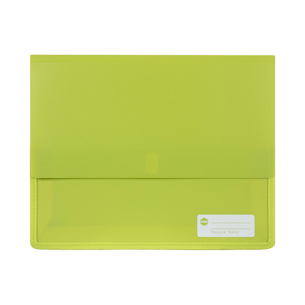 3PK Marbig Wallet A4 Heavy Duty Polypick Document Sleeve Lime