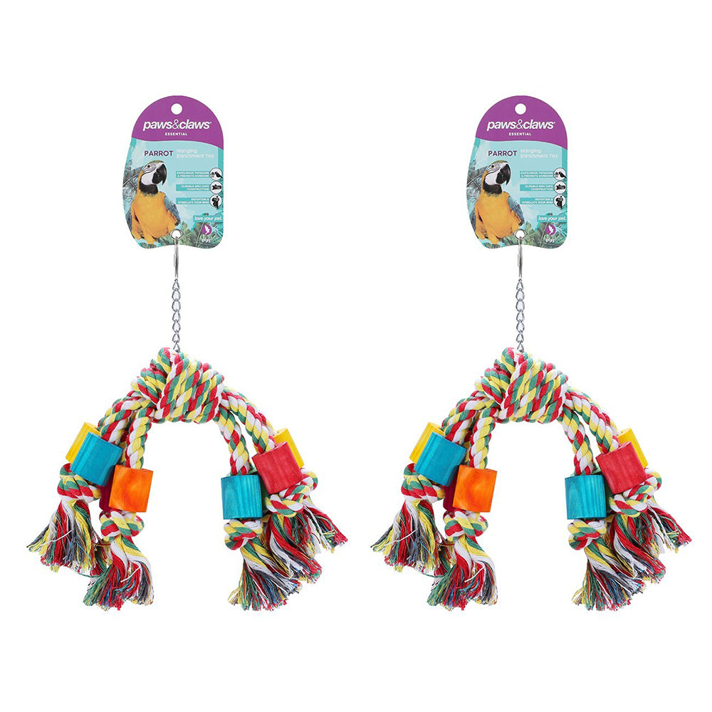 2x Paws & Claws 22x8cm Rope Dangler Parrot Pet/Bird Toy