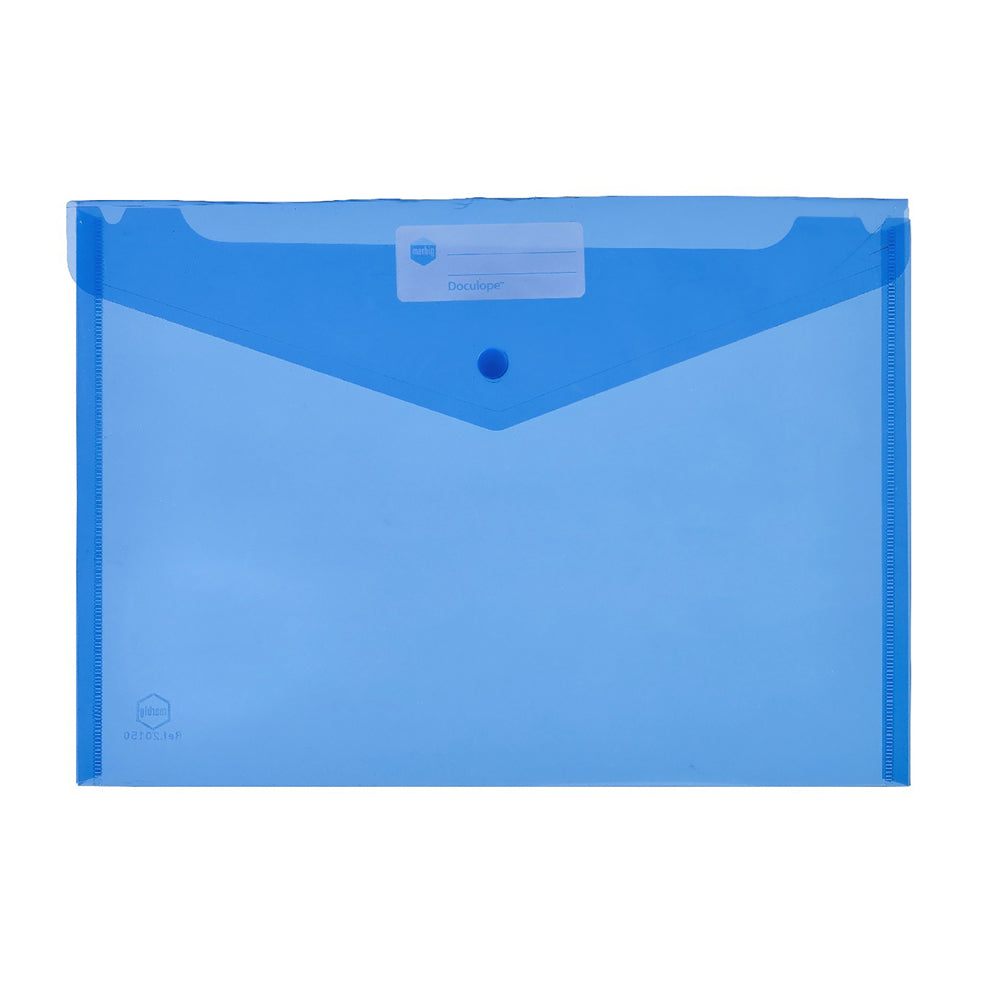 10PK Marbig PP A4 Doculope 150pg Paper Document Wallet - Blue