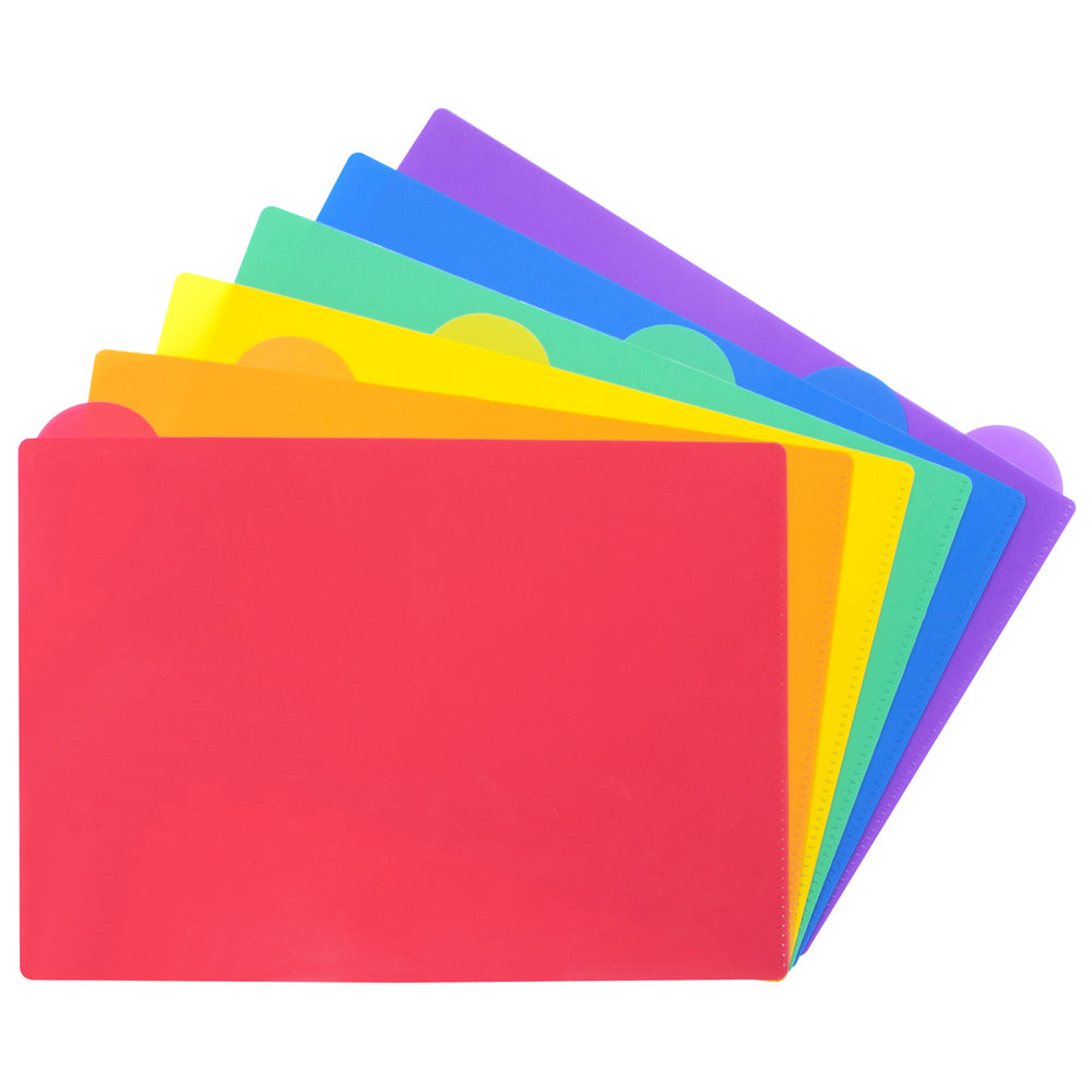3PK Marbig Bright Red Transparent Document Wallet w/6 File Sections