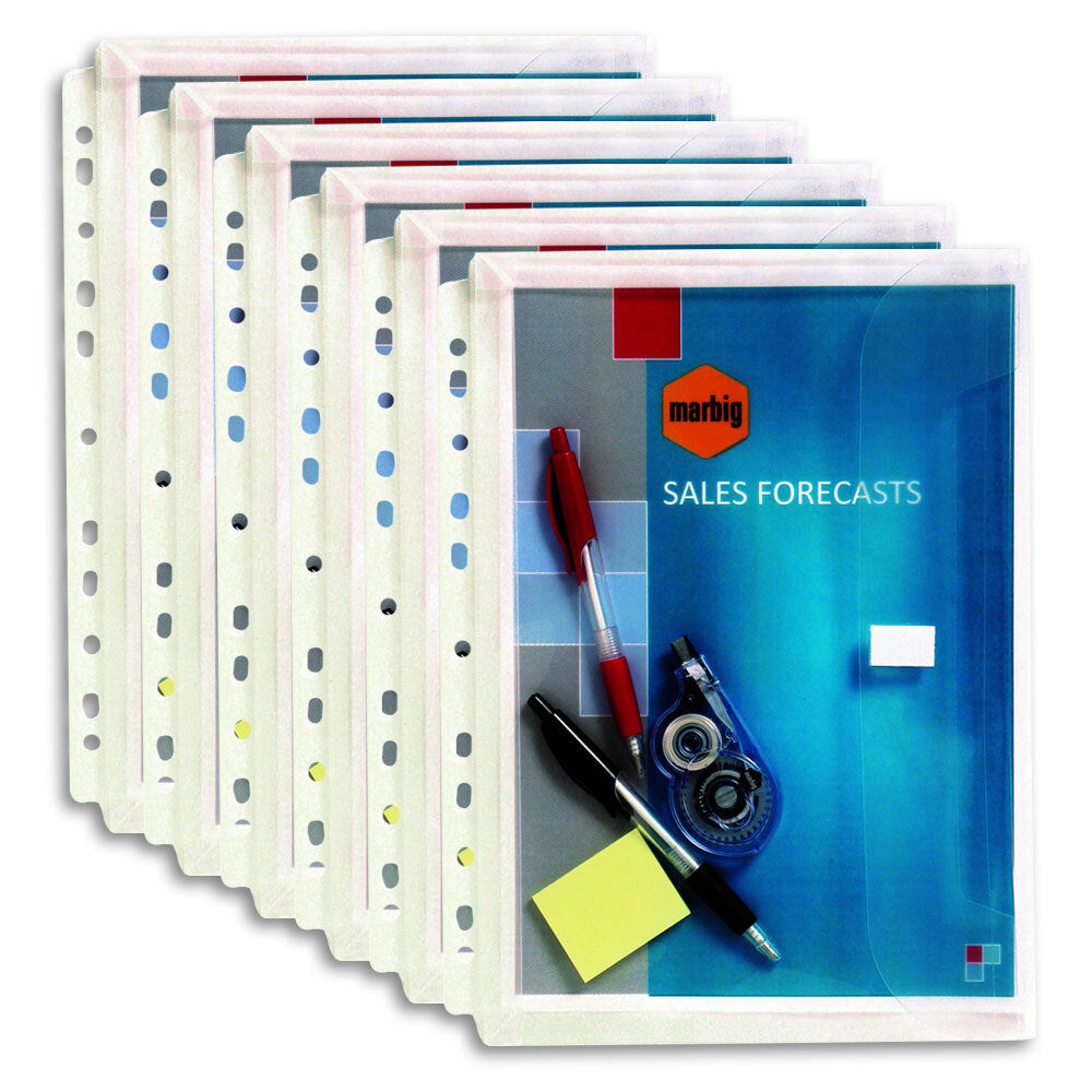 6PK Marbig 150pg Binder Expanding A4 Document Wallet - Clear
