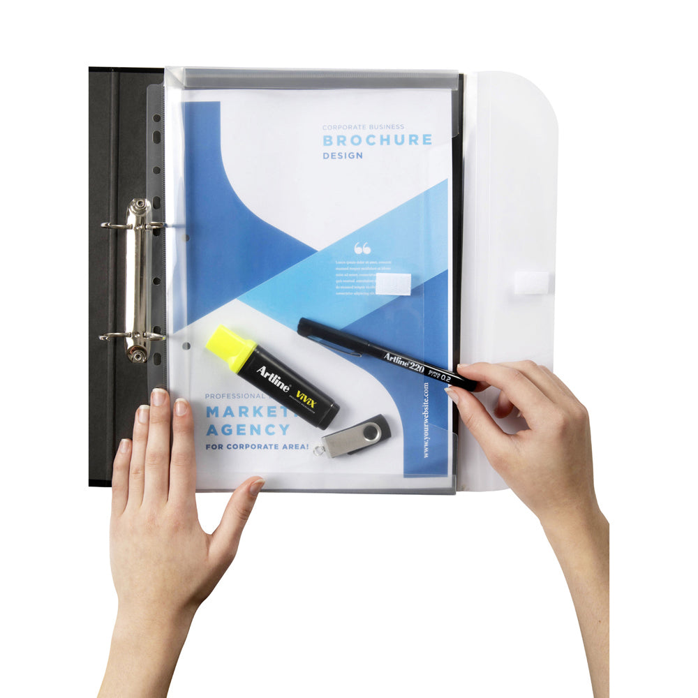 6PK Marbig A4 Ring Binder Expanding Document Wallet - Clear