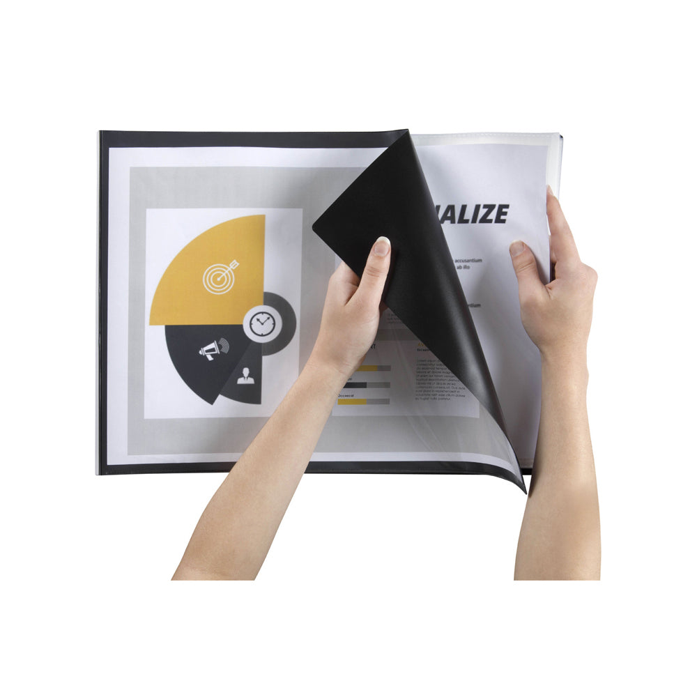 2PK Marbig Side-Loading 20-Pocket A3 Display Book Landscape - Black