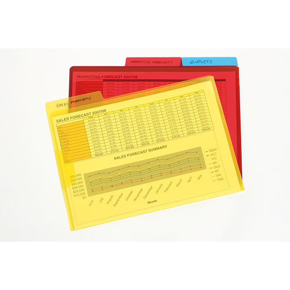 12pc Marbig A4 File Letter Secure Flap And Tab Document Holder