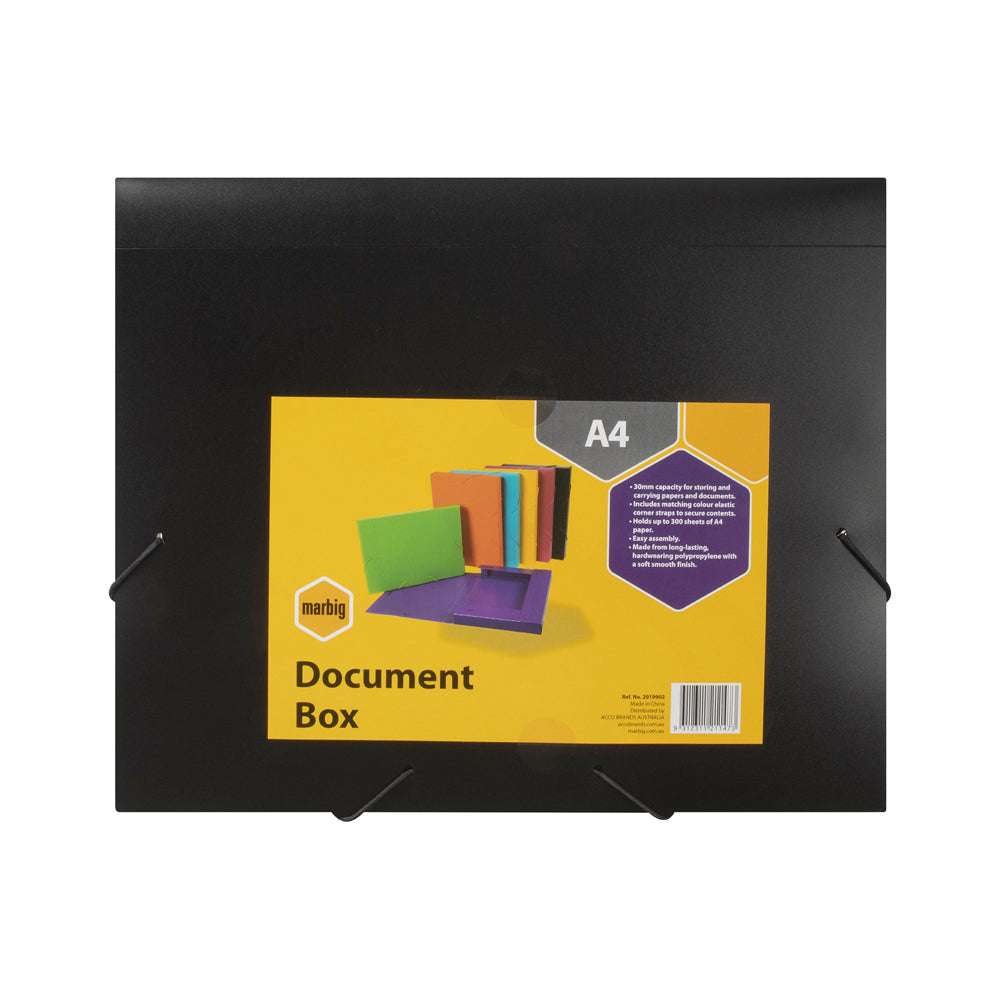 4PK Marbig A4 Sheet Document Box Storage Holder - Black