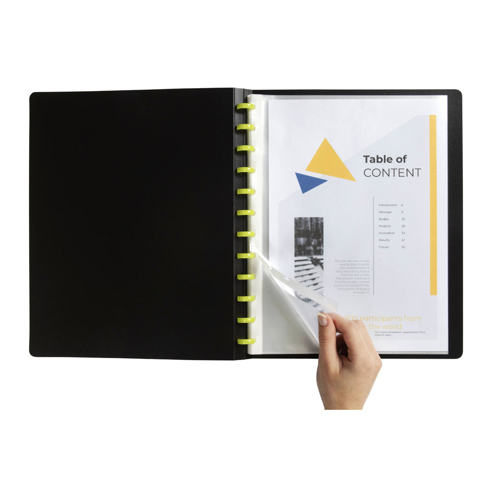 2PK Marbig Kwik A4 Refillable Zip Display Book w/ 20 Pockets - Black