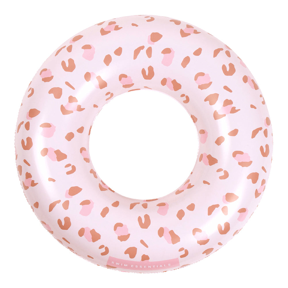 2PK Swim Essentials Kids Inflatable Swim Ring 55cm Old Pink Leopard