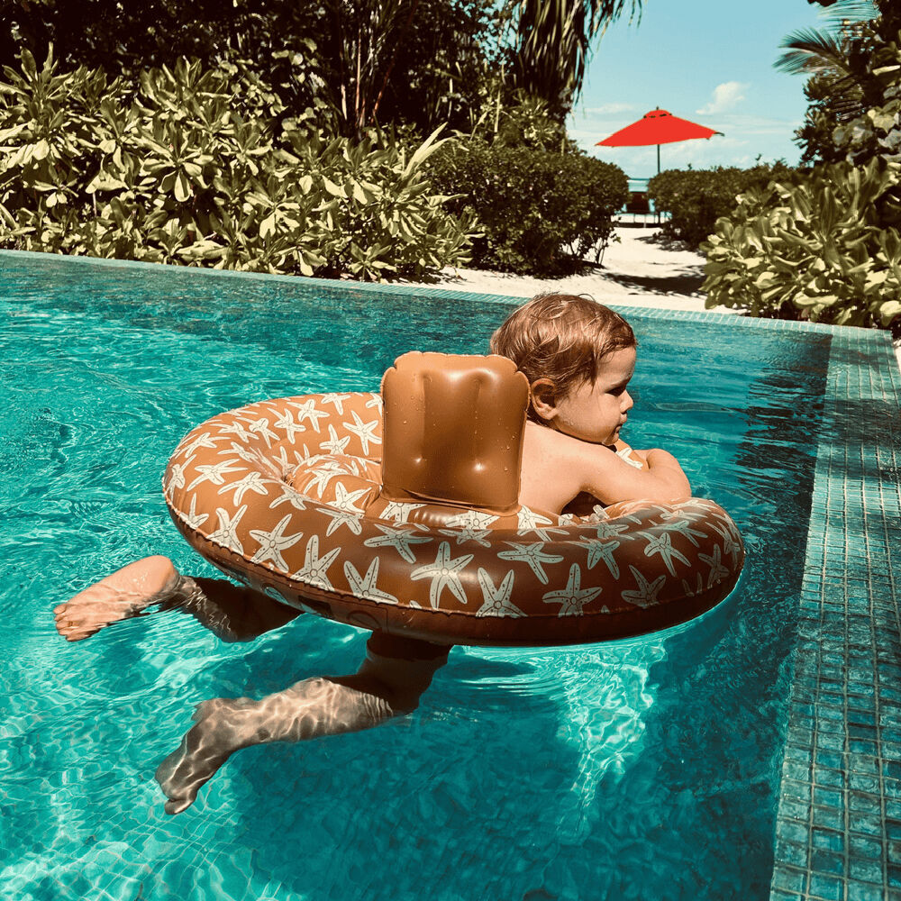 2PK Swim Essentials Baby Inflatable Ride On Pool Swimseat Sea Star Orange 0-1y