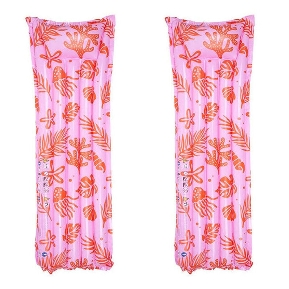2PK Swim Essentials Inflatable Lie On Beach Pool Floater Bed Coral Kiss 177cm 6y+