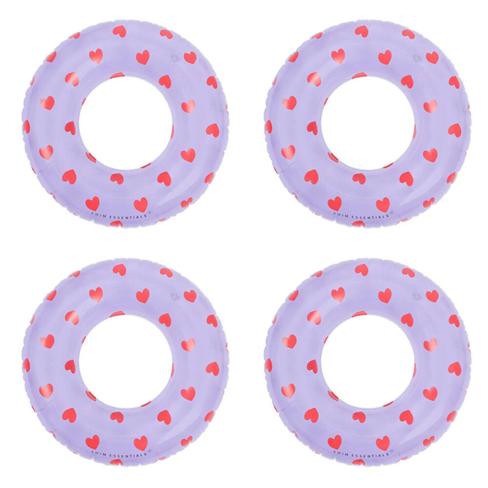 4PK Swim Essentials Kids Inflatable Swimming Ring Pool Floater 55cm Sweet Hearts