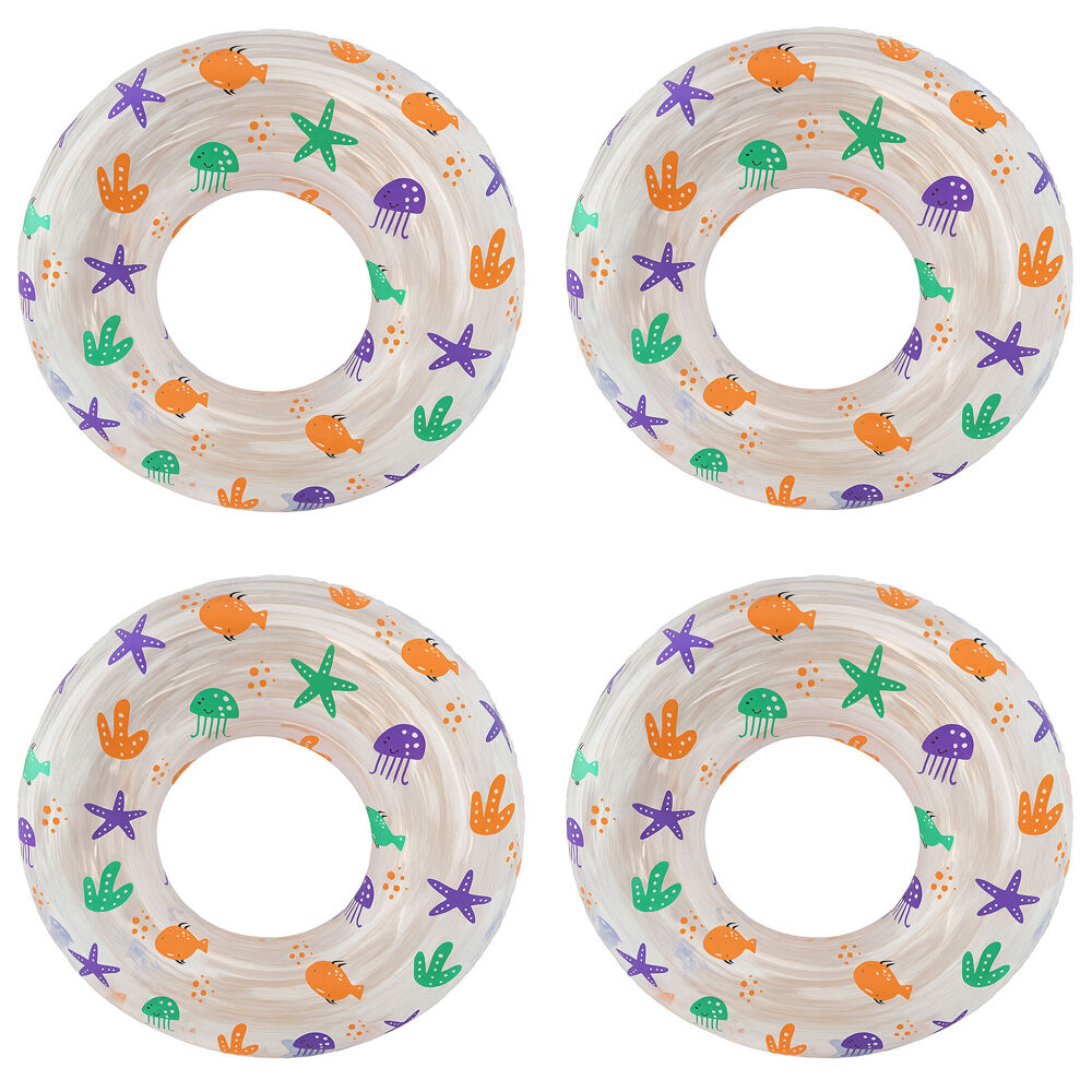 4PK Swim Essentials Kids Inflatable Swimming Ring Floater 55cm Marine Magic