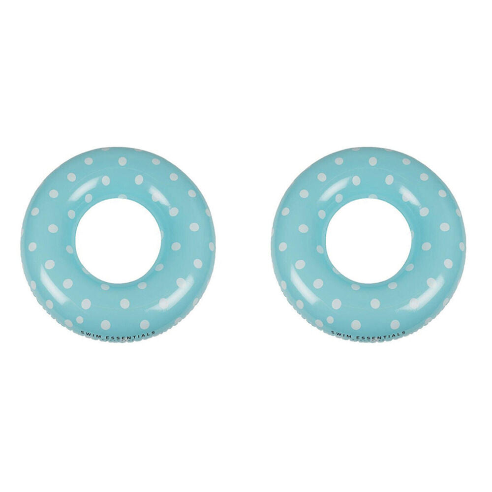 2PK Swim Essentials Kids Inflatable Swimming Ring Beach Floater Blue Dots 55cm 3y+
