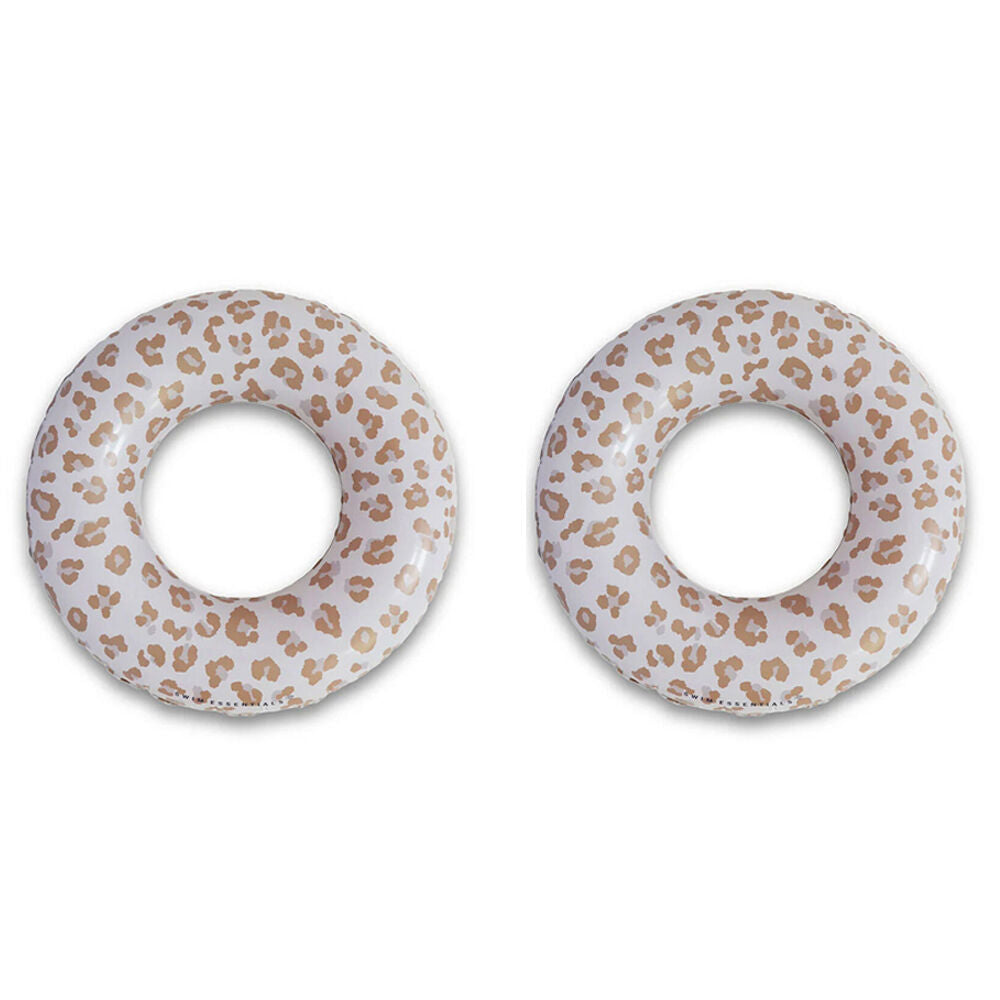 2PK Swim Essentials Kids Inflatable Swimming Ring Floater Beige Leopard 90cm 6y+
