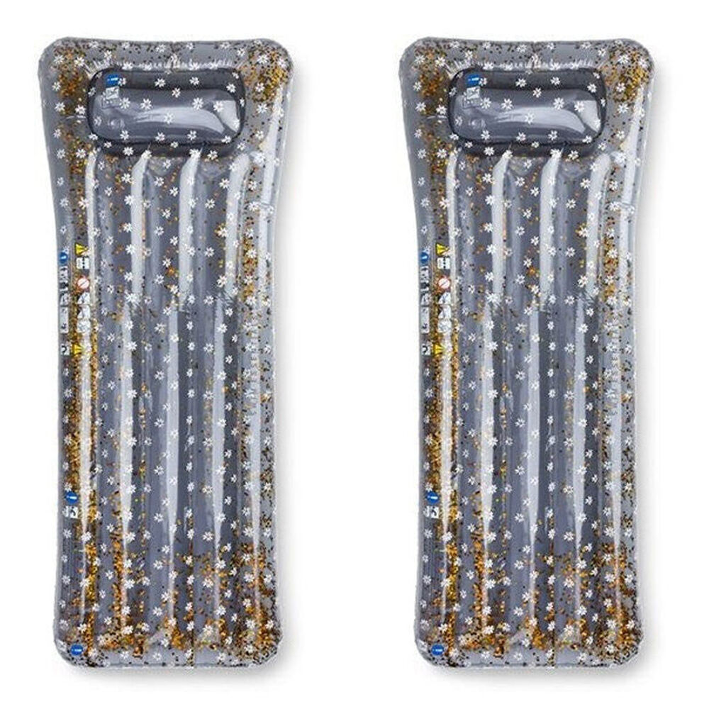 2PK Swim Essentials Inflatable Lie On Beach Pool Floater Bed Daisy Flowers 177cm 6y+