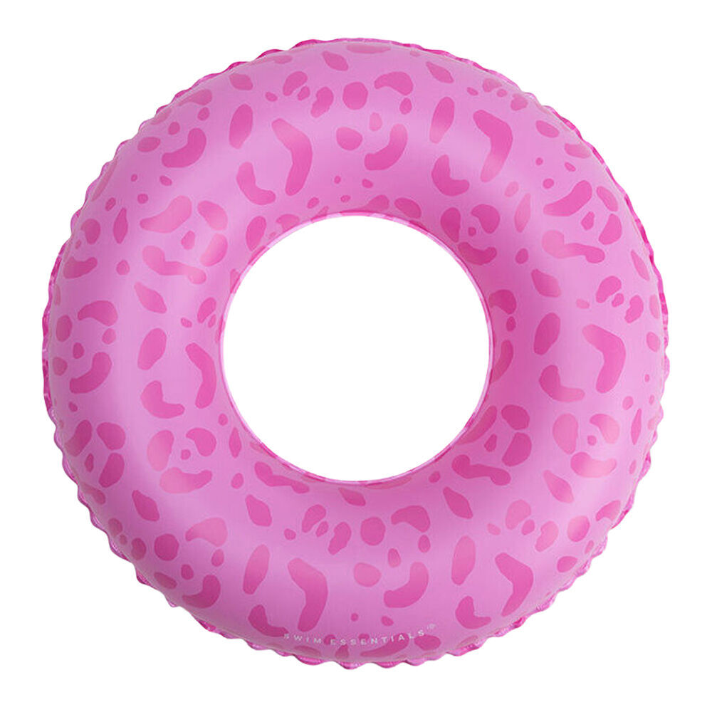 2PK Swim Essentials Kids Inflatable Swimming Ring Pool Floater 55cm Pink Leopard