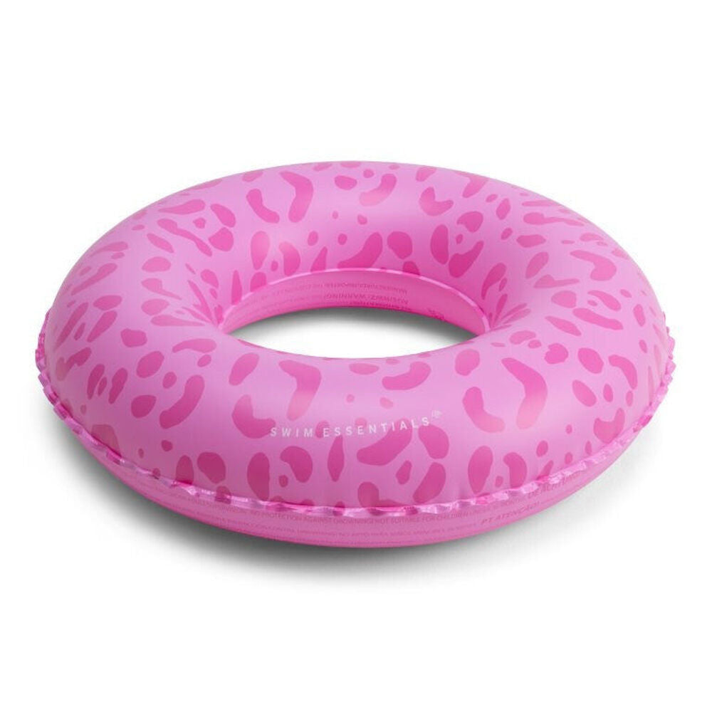 2PK Swim Essentials Kids Inflatable Swimming Ring Pool Floater 55cm Pink Leopard