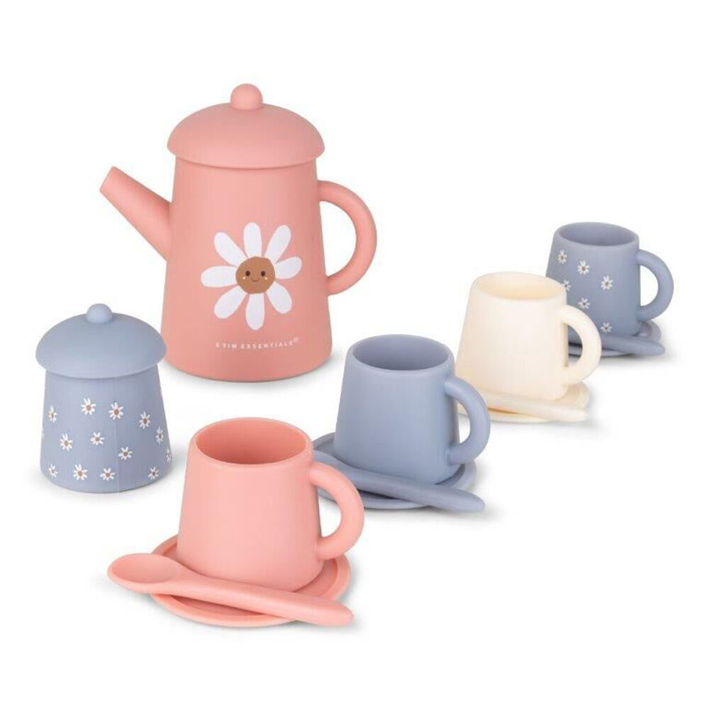 9pc Swim Essentials Kids Mini Silicone Tea Party Pretend Playset Toy Daisy