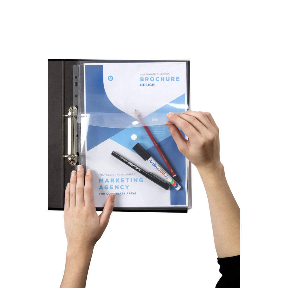 6PK Marbig A4 Binder Wallet Top Open Pocket Sleeve - Clear
