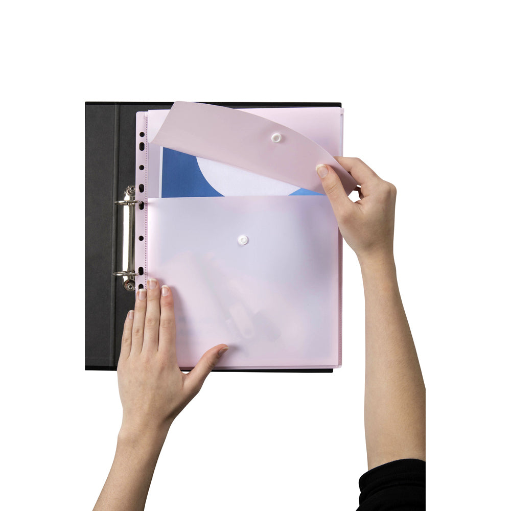 6PK Marbig Pastel Top Open A4 Ring Binder Wallet Pocket Sleeve - Pink