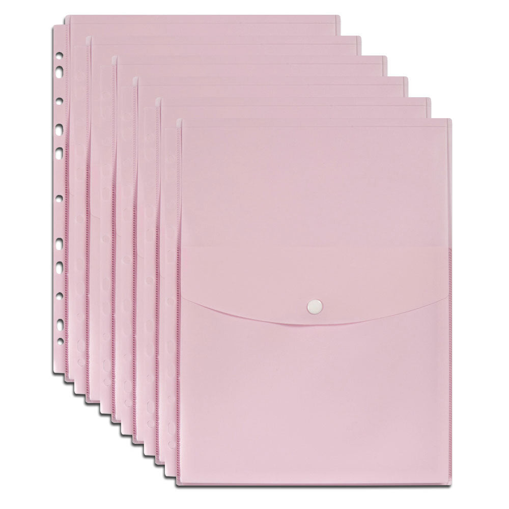 6PK Marbig Pastel Top Open A4 Ring Binder Wallet Pocket Sleeve - Pink