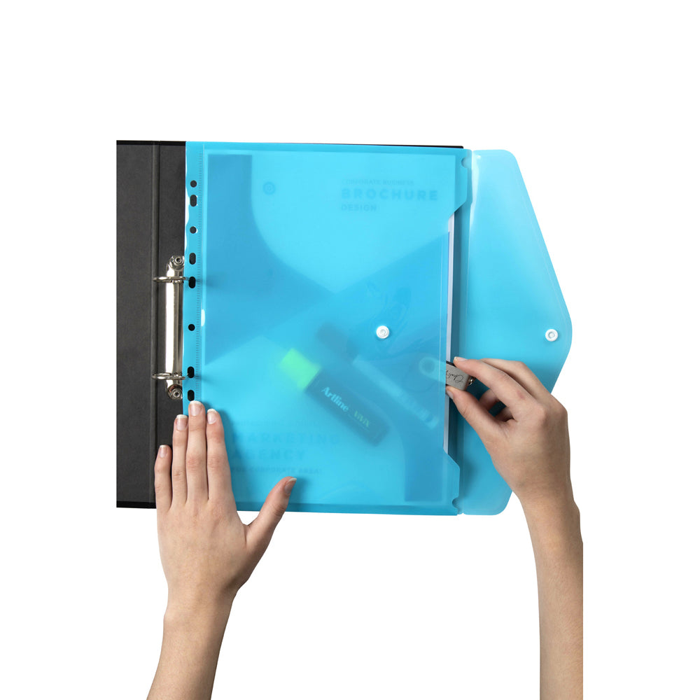 6PK Marbig Right Side Open A4 Ring Binder Document Wallet - Marine