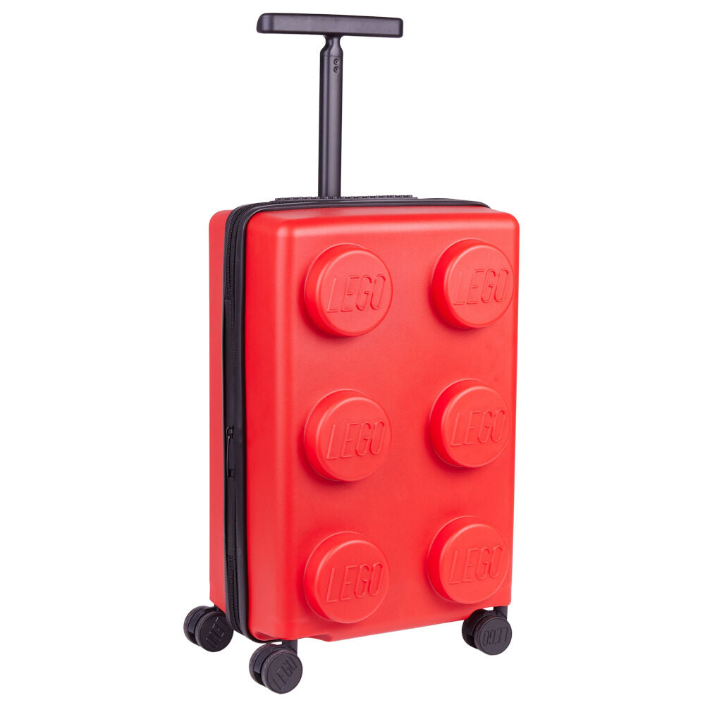 Lego Brick 2x3 Trolley Luggage Suitcase Bag Expandable 35.5x56cm - Bright Red