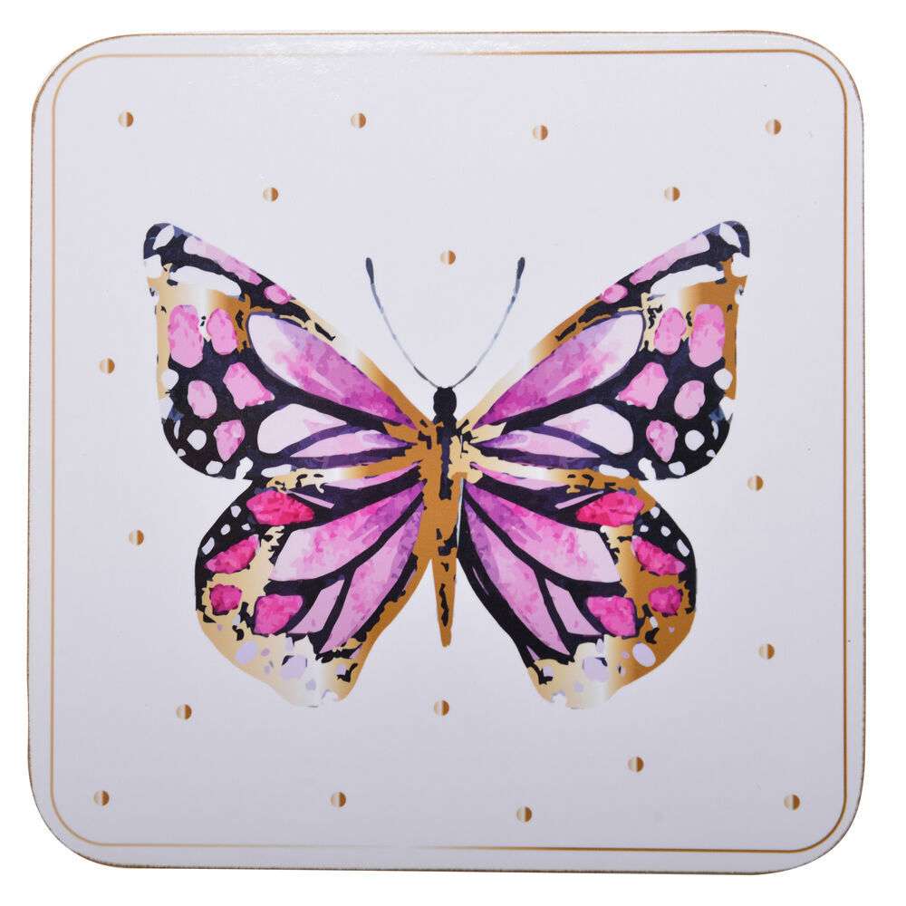 6x 4pc Gibson Gifts Kaleido Butterfly Cork-Backed Coasters Set