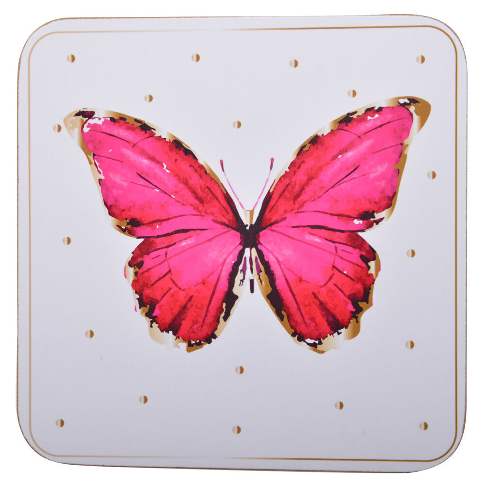 6x 4pc Gibson Gifts Kaleido Butterfly Cork-Backed Coasters Set