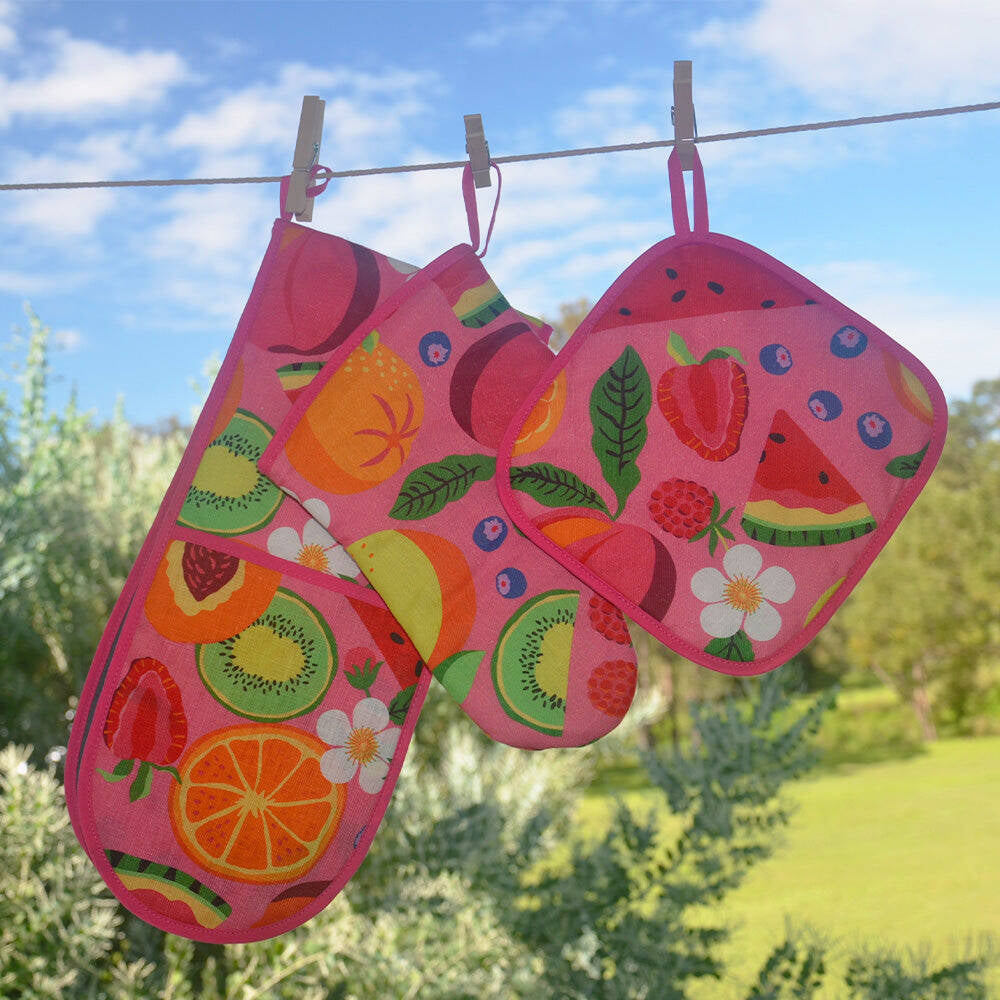 2PK Annabel Trends Linen Pot Holder 20cm Square - Tropicana