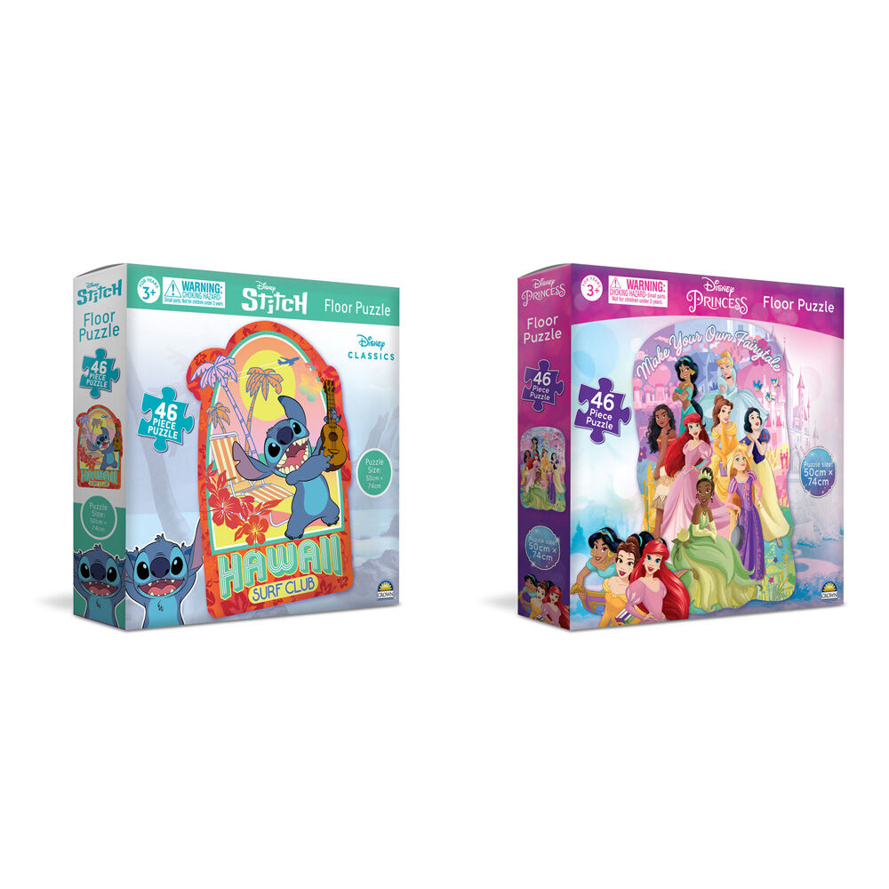 2x 46pc Disney Princess and Stitch Floor Jigsaw Puzzle Kids/Toddler Set 3y+