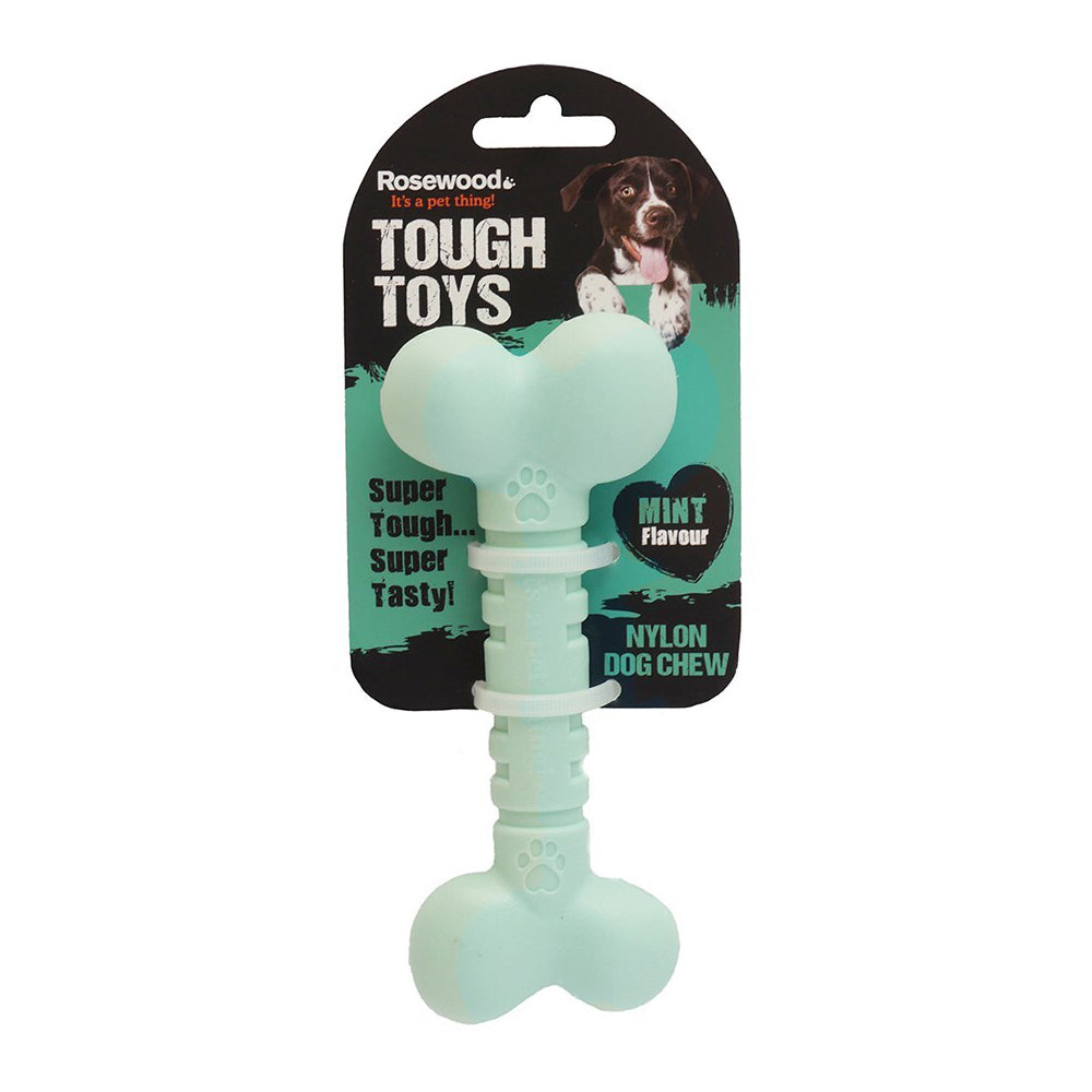 4PK Rosewood Tough Guys Nylon 12.5cm Flavoured Mint Bone Dental Chew Toy Small Green
