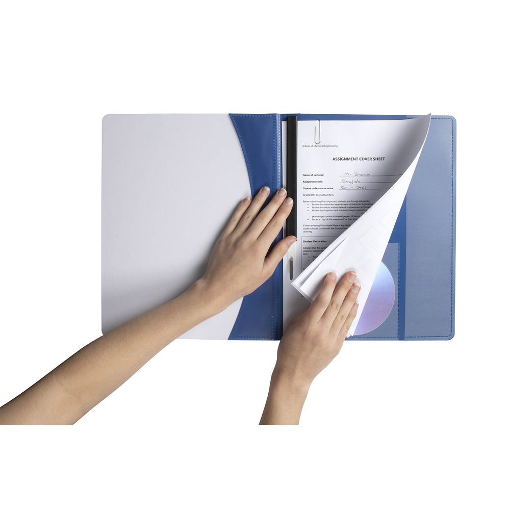 4PK Marbig Premier A4 Flat File Document Display Folder - Blue