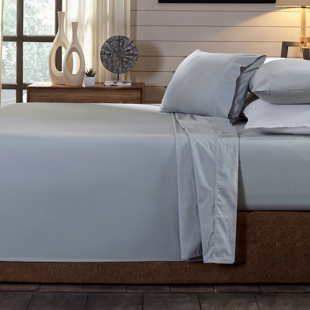 Royal Comfort Double Bed Sheet Set w/ 2x Pillowcase Organic Cotton Graphite