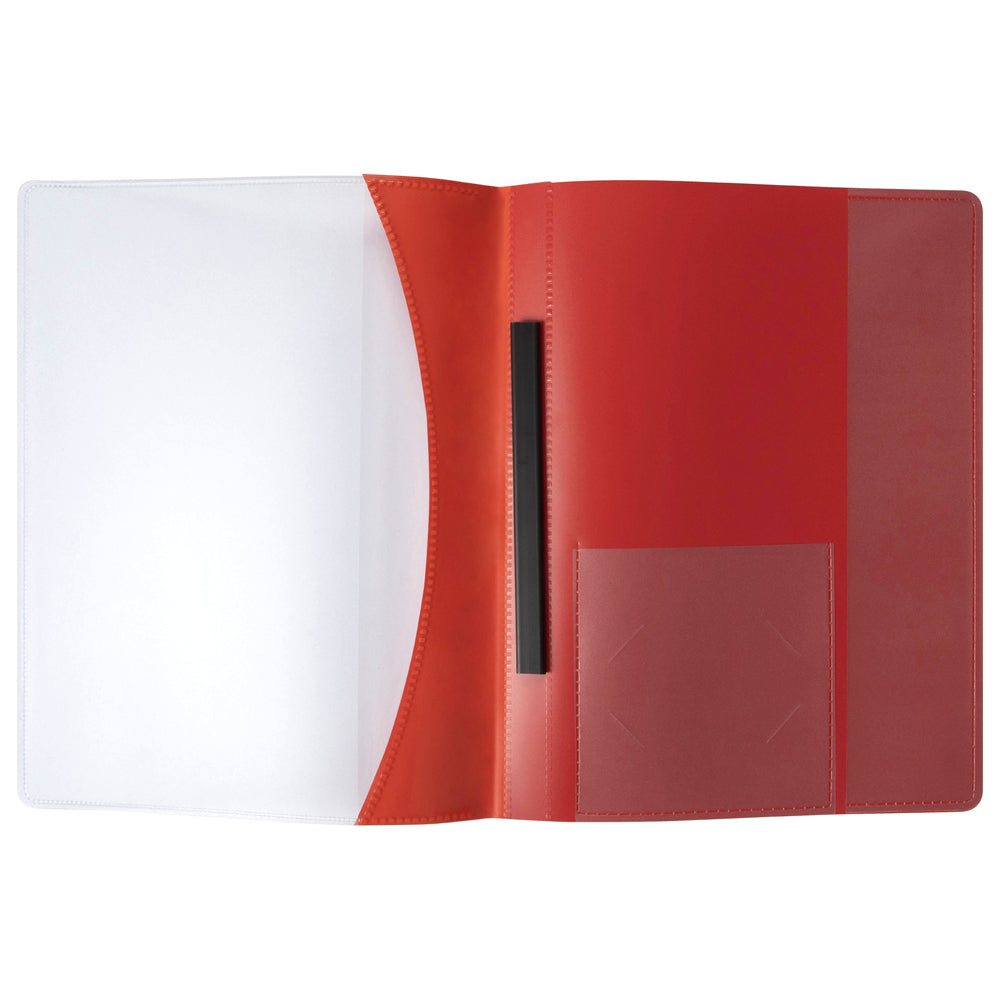 4PK Marbig Premier A4 Flat File Folder w/ Insert Cover - Red