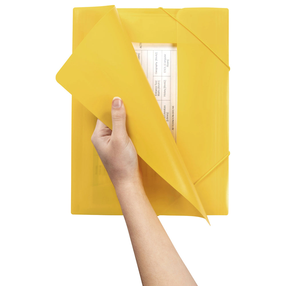 4PK Marbig Document A4 File Organiser w/ Elastic - Yellow