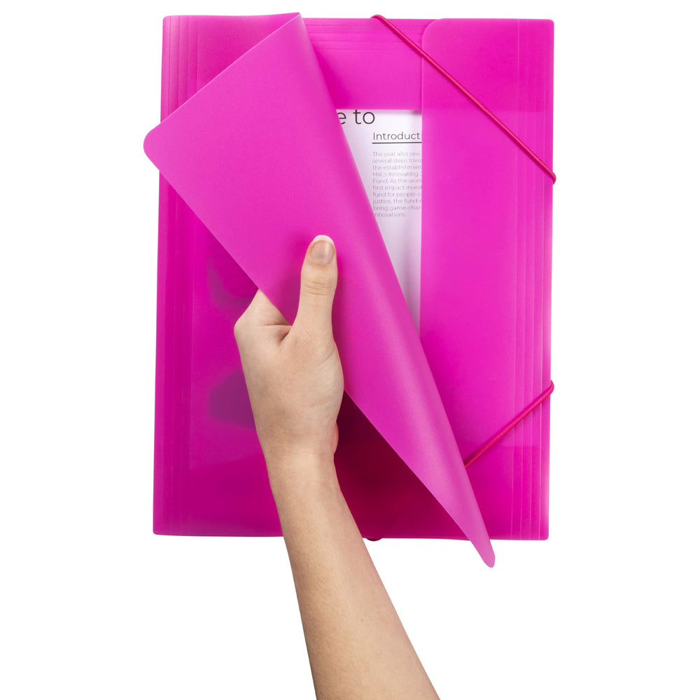 4PK Marbig Document A4 File Organiser w/ Elastic - Pink