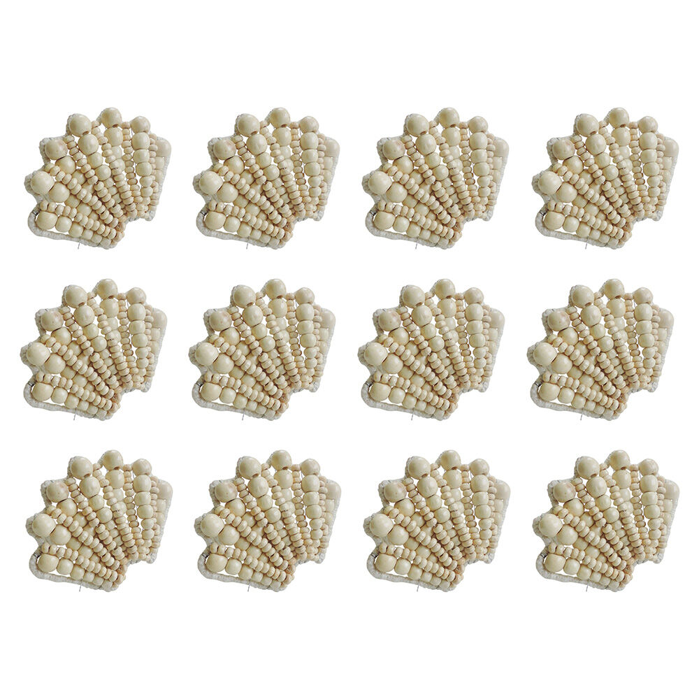 12PK Annabel Trends Napkin Ring Seaside Shell 12x8cm - White