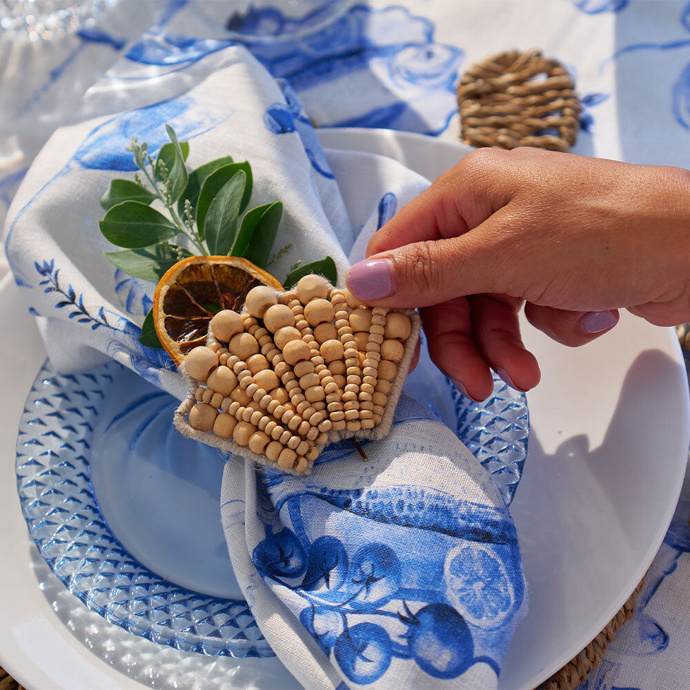 6PK Annabel Trends Napkin Ring Seaside Shell 12x8cm - White
