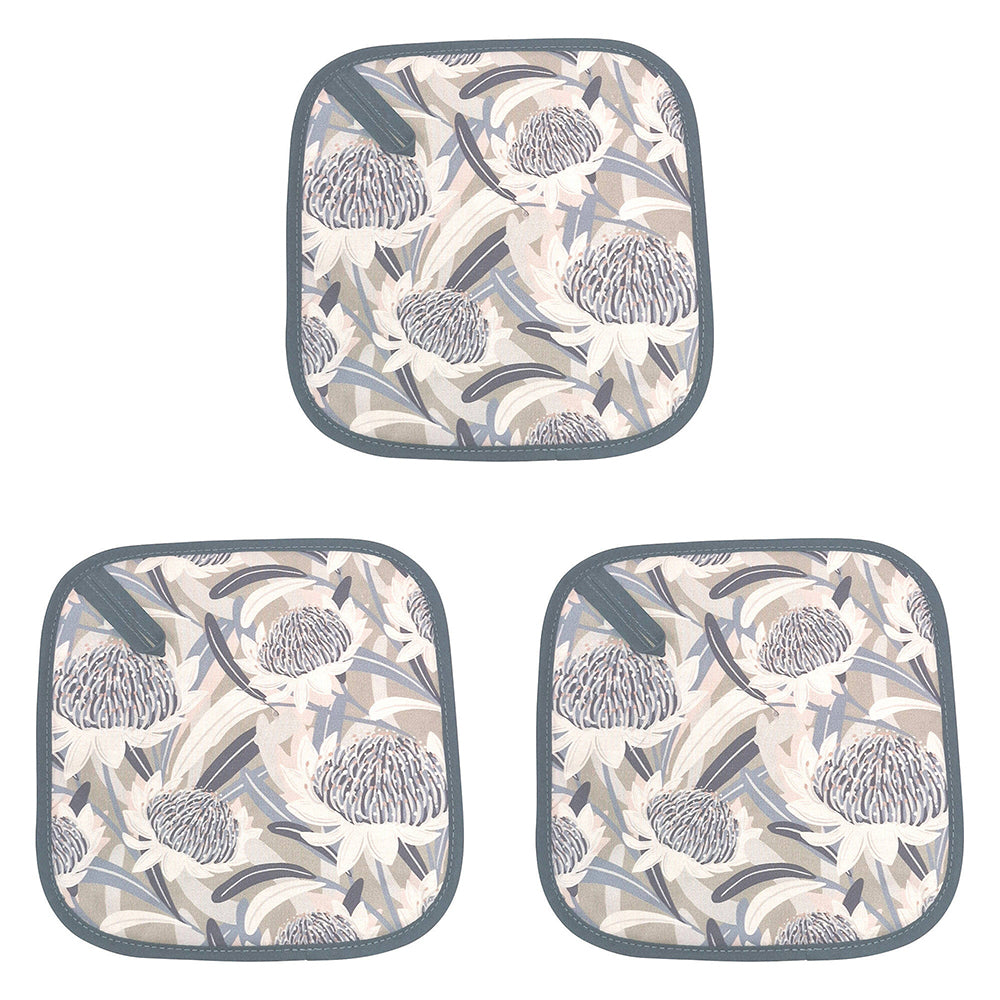 3PK Annabel Trends Cotton Pot Holder 20cm Square - Waratah Blue