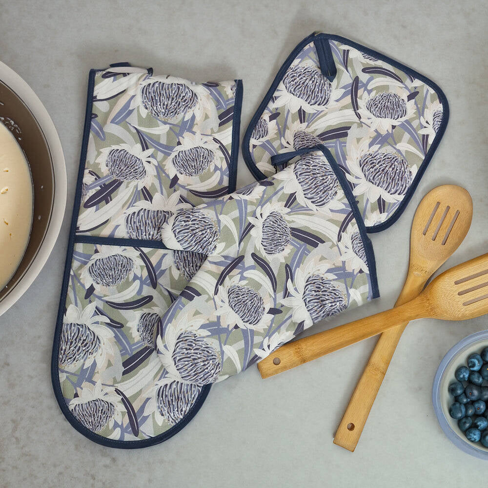 3PK Annabel Trends Cotton Pot Holder 20cm Square - Waratah Blue