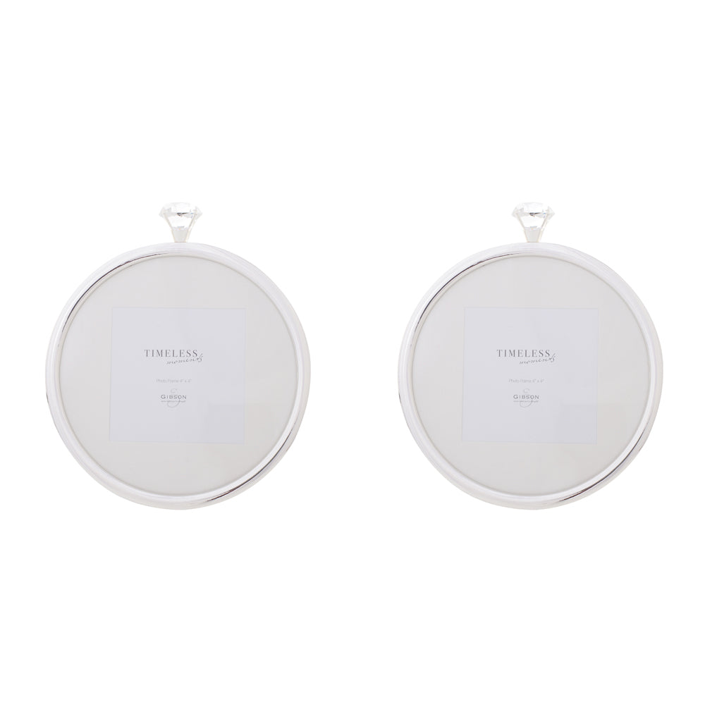 2PK Gibson Gifts Diamond Ring Home Decor 4x4" Silver Round